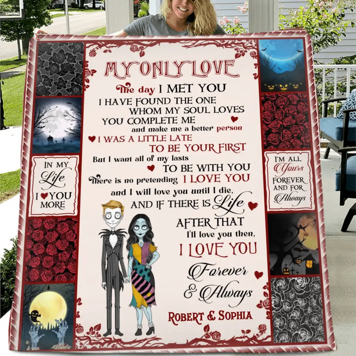 Custom Personalized Halloween Couple Single Layer Fleece/Quilt Blanket - Gift Idea For Couple/Halloween - I Love You Forever & Always