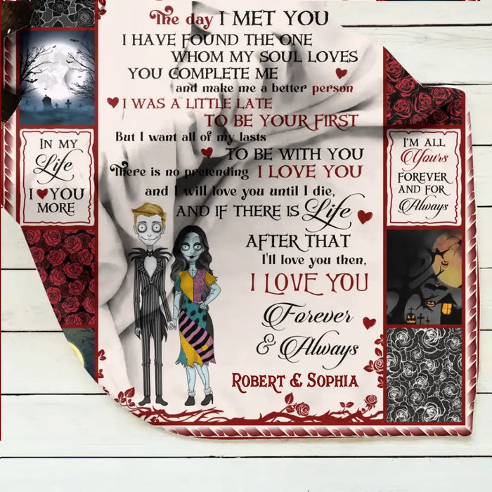 Custom Personalized Halloween Couple Single Layer Fleece/Quilt Blanket - Gift Idea For Couple/Halloween - I Love You Forever & Always