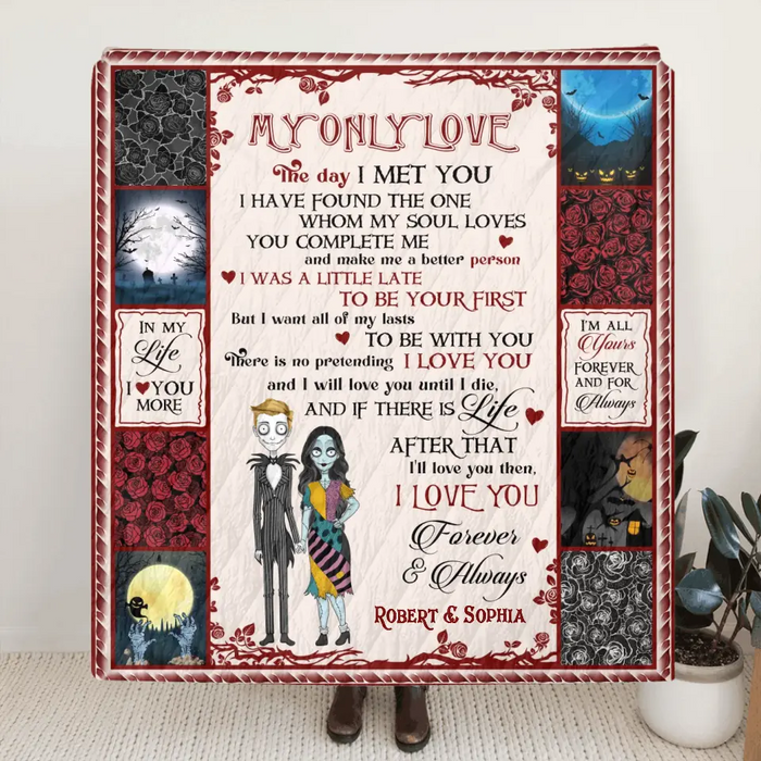 Custom Personalized Halloween Couple Single Layer Fleece/Quilt Blanket - Gift Idea For Couple/Halloween - I Love You Forever & Always