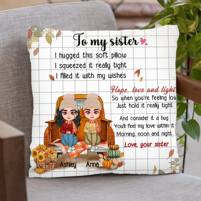 Custom Personalized Autumn Sister Pillow Cover/Single Layer Fleece/Quilt Blanket - Autumn Gift Idea for Sisters - To My Sister