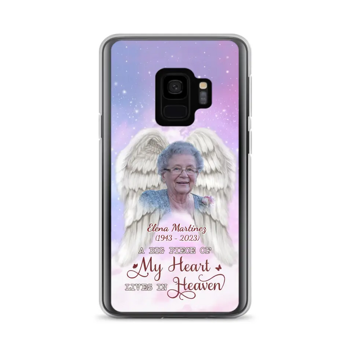 Custom Personalized Memorial Photo Phone Case - Memorial Gift Idea for Family - A Big Piece Of My Heart Lives In Heaven - Case for iPhone/Samsung