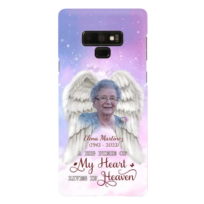 Custom Personalized Memorial Photo Phone Case - Memorial Gift Idea for Family - A Big Piece Of My Heart Lives In Heaven - Case for iPhone/Samsung