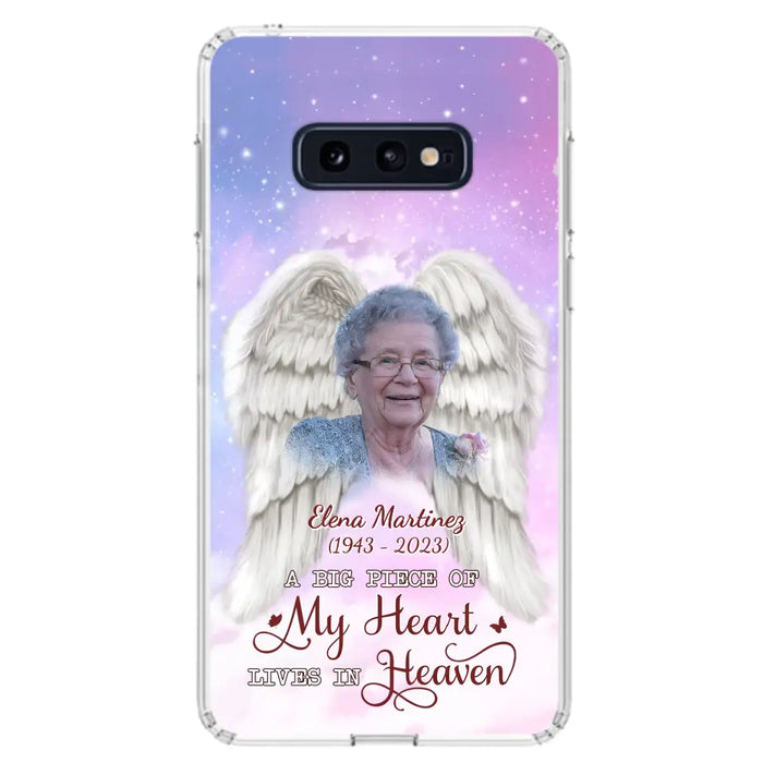 Custom Personalized Memorial Photo Phone Case - Memorial Gift Idea for Family - A Big Piece Of My Heart Lives In Heaven - Case for iPhone/Samsung