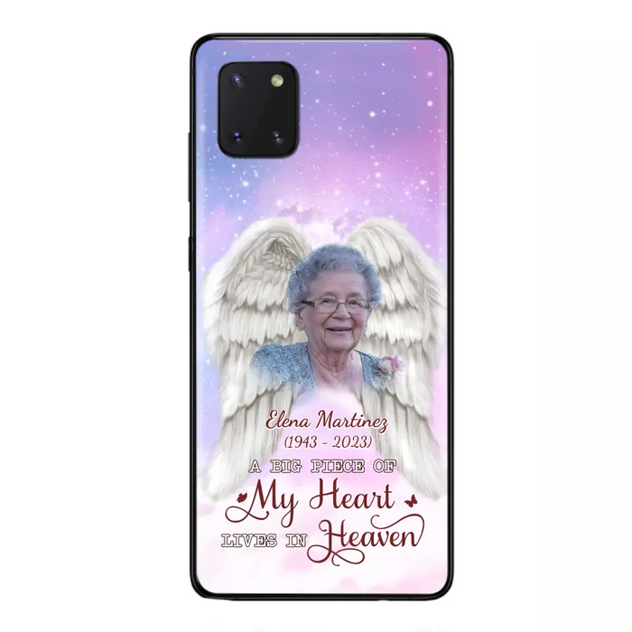 Custom Personalized Memorial Photo Phone Case - Memorial Gift Idea for Family - A Big Piece Of My Heart Lives In Heaven - Case for iPhone/Samsung