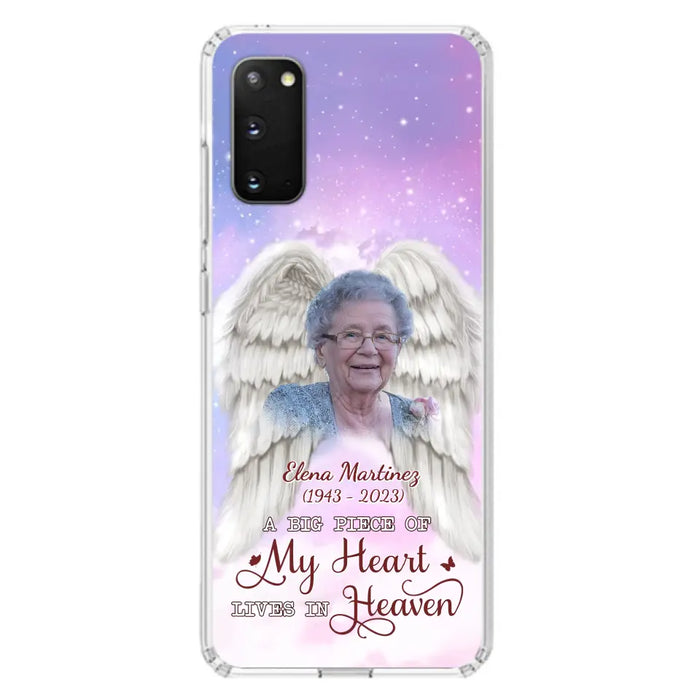 Custom Personalized Memorial Photo Phone Case - Memorial Gift Idea for Family - A Big Piece Of My Heart Lives In Heaven - Case for iPhone/Samsung