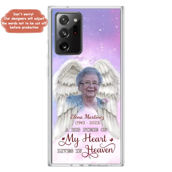 Custom Personalized Memorial Photo Phone Case - Memorial Gift Idea for Family - A Big Piece Of My Heart Lives In Heaven - Case for iPhone/Samsung