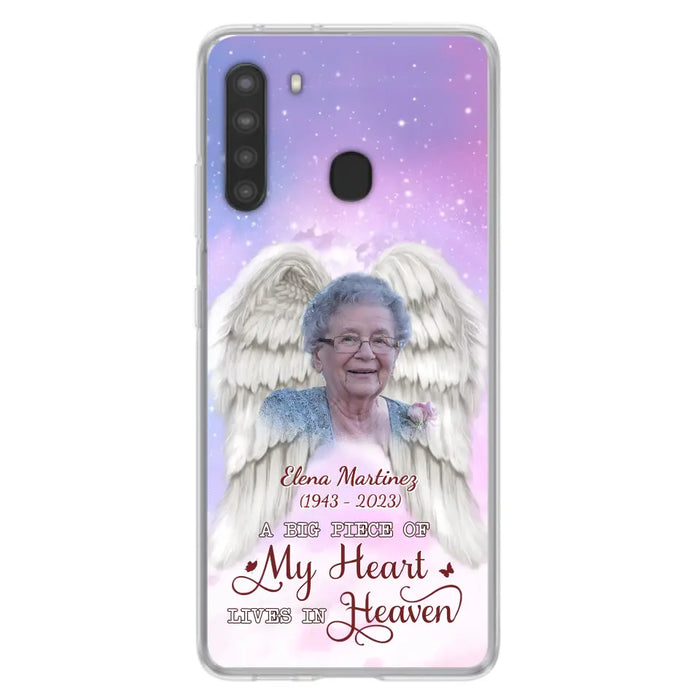 Custom Personalized Memorial Photo Phone Case - Memorial Gift Idea for Family - A Big Piece Of My Heart Lives In Heaven - Case for iPhone/Samsung