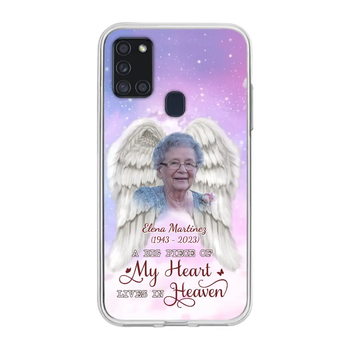 Custom Personalized Memorial Photo Phone Case - Memorial Gift Idea for Family - A Big Piece Of My Heart Lives In Heaven - Case for iPhone/Samsung