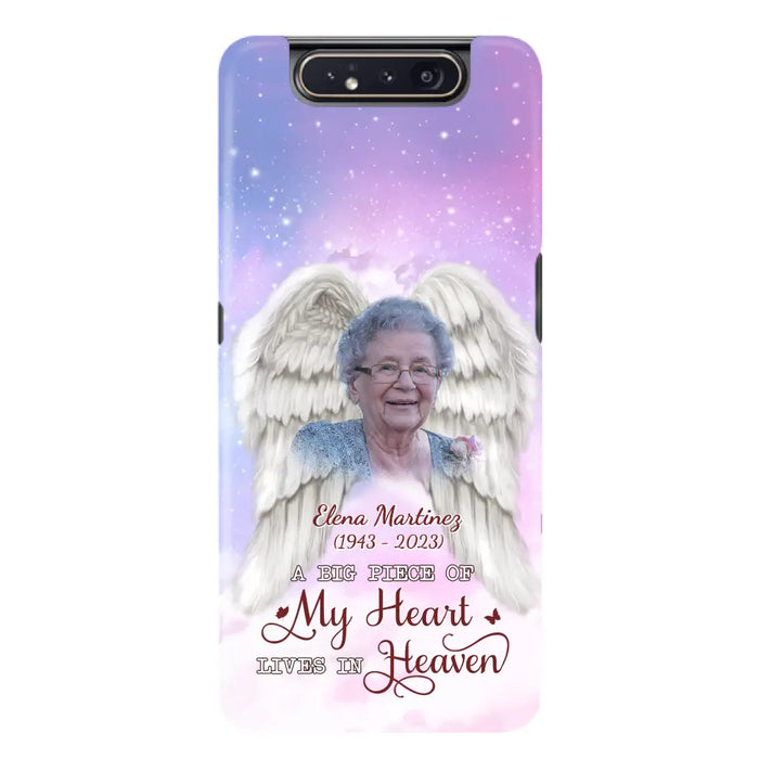 Custom Personalized Memorial Photo Phone Case - Memorial Gift Idea for Family - A Big Piece Of My Heart Lives In Heaven - Case for iPhone/Samsung