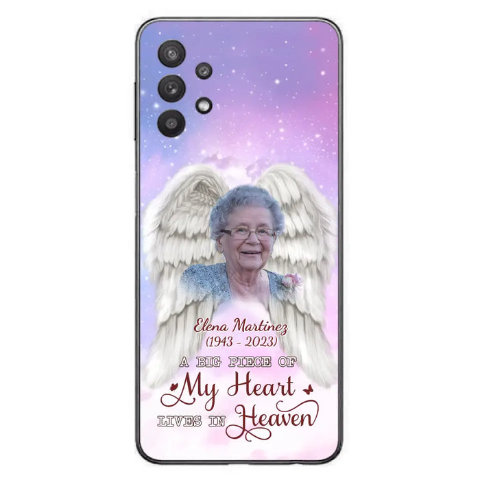 Custom Personalized Memorial Photo Phone Case - Memorial Gift Idea for Family - A Big Piece Of My Heart Lives In Heaven - Case for iPhone/Samsung