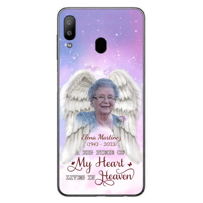 Custom Personalized Memorial Photo Phone Case - Memorial Gift Idea for Family - A Big Piece Of My Heart Lives In Heaven - Case for iPhone/Samsung