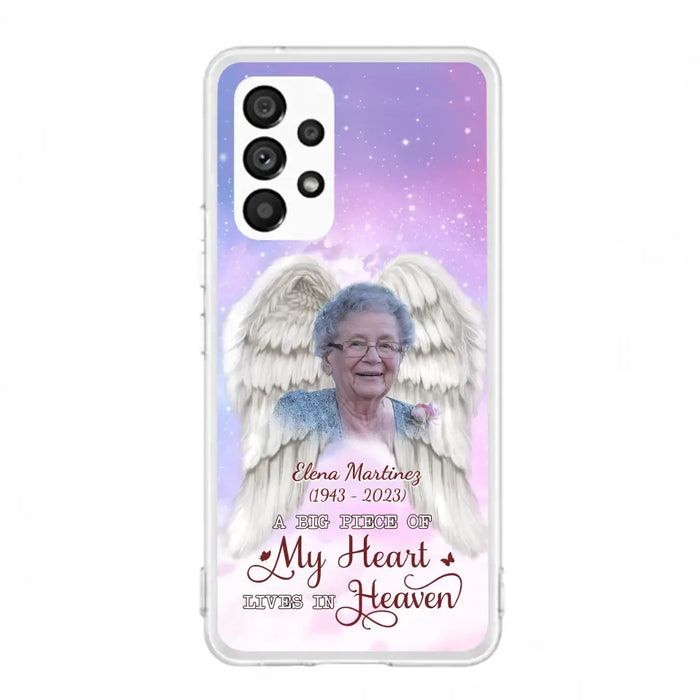 Custom Personalized Memorial Photo Phone Case - Memorial Gift Idea for Family - A Big Piece Of My Heart Lives In Heaven - Case for iPhone/Samsung