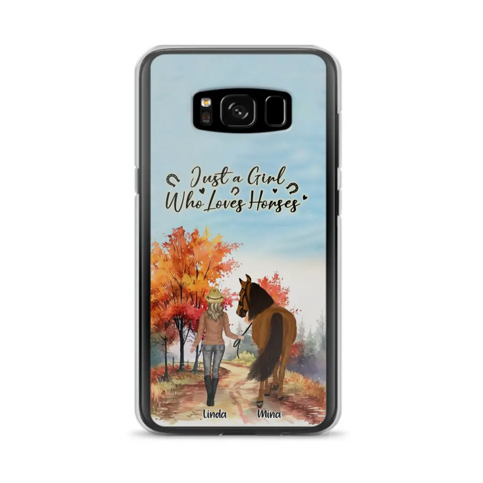 Custom Personalized Horse Girl Fall Season Phone Case - Gift Idea For Horse Lovers - Up To 6 Horses - Just A Girl Who Loves Horses - Cases For iPhone/Samsung