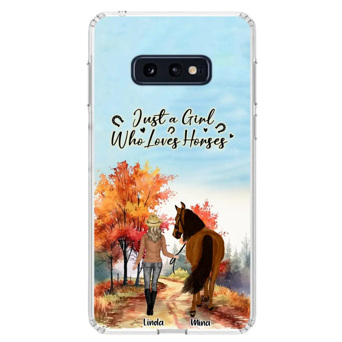 Custom Personalized Horse Girl Fall Season Phone Case - Gift Idea For Horse Lovers - Up To 6 Horses - Just A Girl Who Loves Horses - Cases For iPhone/Samsung