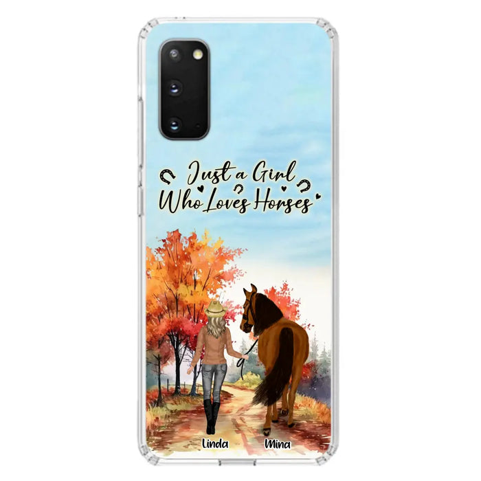 Custom Personalized Horse Girl Fall Season Phone Case - Gift Idea For Horse Lovers - Up To 6 Horses - Just A Girl Who Loves Horses - Cases For iPhone/Samsung
