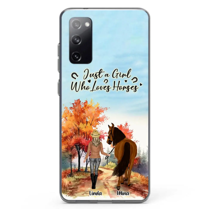 Custom Personalized Horse Girl Fall Season Phone Case - Gift Idea For Horse Lovers - Up To 6 Horses - Just A Girl Who Loves Horses - Cases For iPhone/Samsung