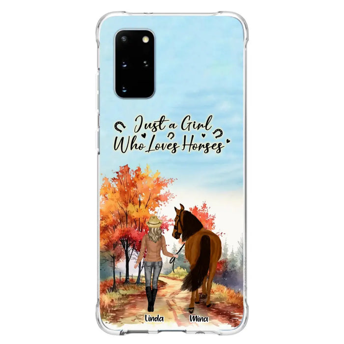 Custom Personalized Horse Girl Fall Season Phone Case - Gift Idea For Horse Lovers - Up To 6 Horses - Just A Girl Who Loves Horses - Cases For iPhone/Samsung