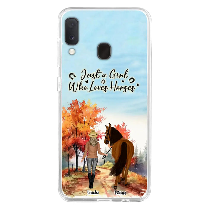 Custom Personalized Horse Girl Fall Season Phone Case - Gift Idea For Horse Lovers - Up To 6 Horses - Just A Girl Who Loves Horses - Cases For iPhone/Samsung