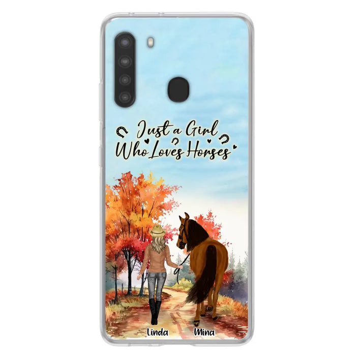 Custom Personalized Horse Girl Fall Season Phone Case - Gift Idea For Horse Lovers - Up To 6 Horses - Just A Girl Who Loves Horses - Cases For iPhone/Samsung