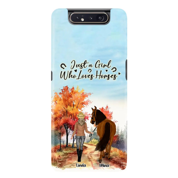 Custom Personalized Horse Girl Fall Season Phone Case - Gift Idea For Horse Lovers - Up To 6 Horses - Just A Girl Who Loves Horses - Cases For iPhone/Samsung