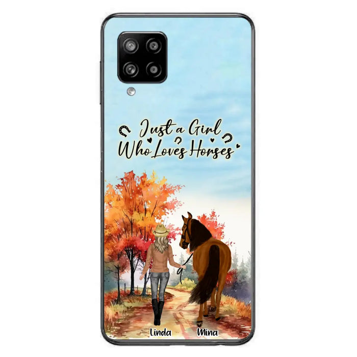 Custom Personalized Horse Girl Fall Season Phone Case - Gift Idea For Horse Lovers - Up To 6 Horses - Just A Girl Who Loves Horses - Cases For iPhone/Samsung