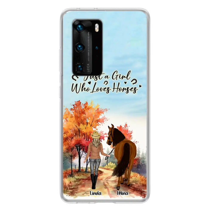 Custom Personalized Horse Girl Fall Season Phone Case - Gift Idea For Horse Lovers - Up To 6 Horses - Just A Girl Who Loves Horses - Cases For Xiaomi/ Oppo/ Huawei