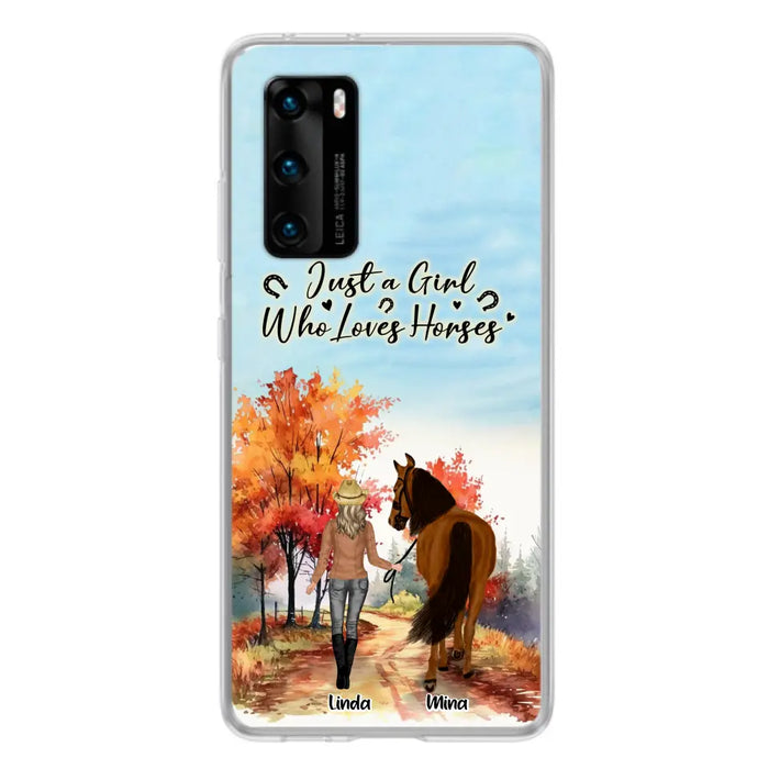 Custom Personalized Horse Girl Fall Season Phone Case - Gift Idea For Horse Lovers - Up To 6 Horses - Just A Girl Who Loves Horses - Cases For Xiaomi/ Oppo/ Huawei