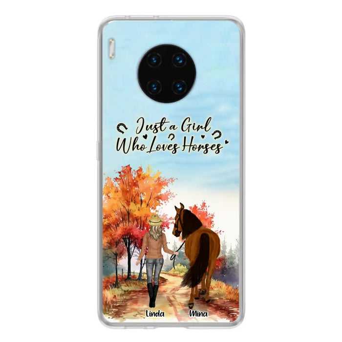 Custom Personalized Horse Girl Fall Season Phone Case - Gift Idea For Horse Lovers - Up To 6 Horses - Just A Girl Who Loves Horses - Cases For Xiaomi/ Oppo/ Huawei