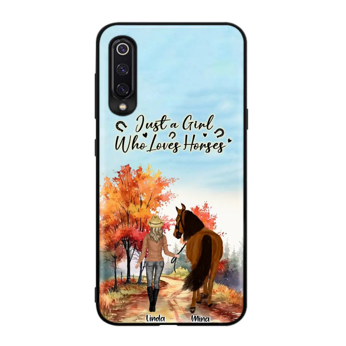 Custom Personalized Horse Girl Fall Season Phone Case - Gift Idea For Horse Lovers - Up To 6 Horses - Just A Girl Who Loves Horses - Cases For Xiaomi/ Oppo/ Huawei