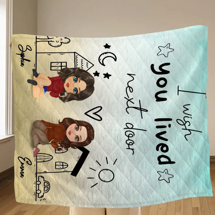 Personalized Friend Fleece Throw Blanket/Quilt - I Wish You Lived Next Door - Gift Idea For Friend