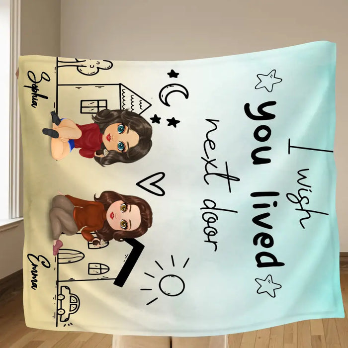 Personalized Friend Fleece Throw Blanket/Quilt - I Wish You Lived Next Door - Gift Idea For Friend