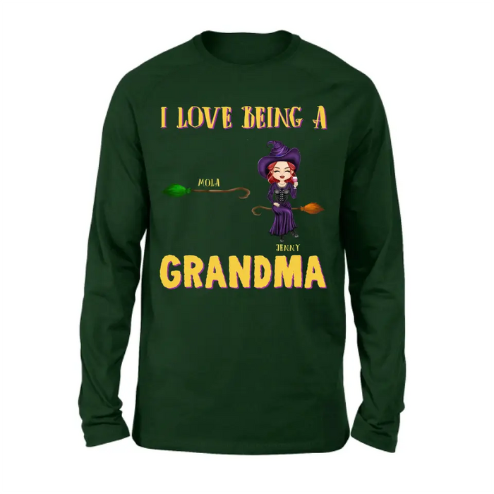 Personalized Witch Grandma T-shirt/Hoodie - Gift Idea For Halloween/Witch/Grandma - Upto 8 Kids - I Love Being A Grandma