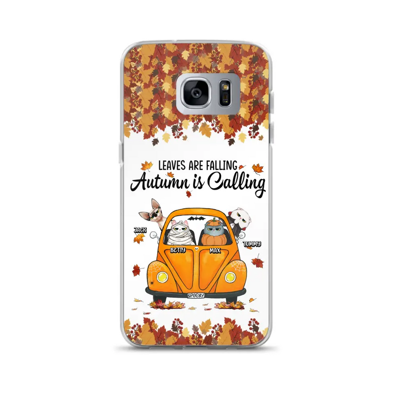 Personalized Pet Phone Case - Gift Idea For Cat/Dog Lovers - Up to 4 Pets - Case For iPhone/Samsung - Leaves Are Falling Autumn Is Calling