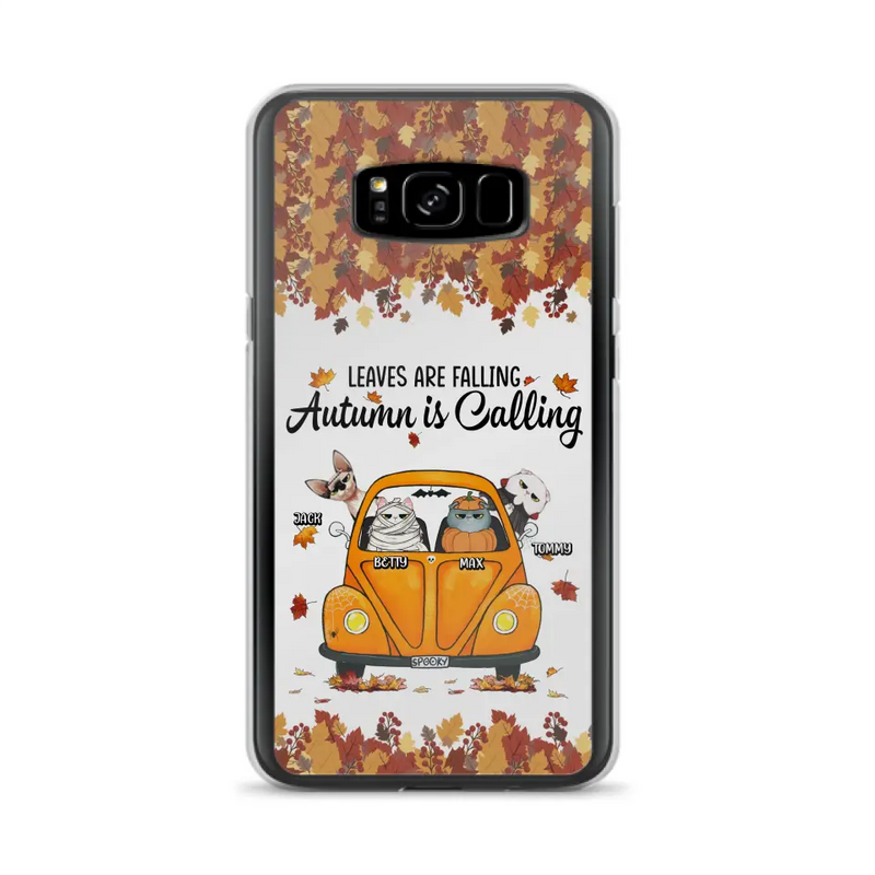 Personalized Pet Phone Case - Gift Idea For Cat/Dog Lovers - Up to 4 Pets - Case For iPhone/Samsung - Leaves Are Falling Autumn Is Calling