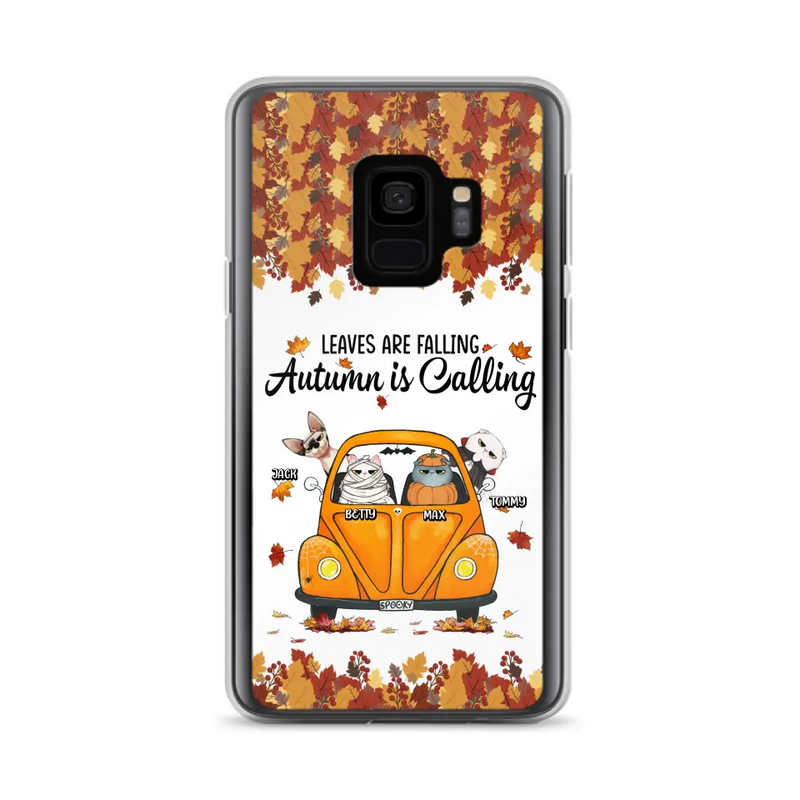 Personalized Pet Phone Case - Gift Idea For Cat/Dog Lovers - Up to 4 Pets - Case For iPhone/Samsung - Leaves Are Falling Autumn Is Calling