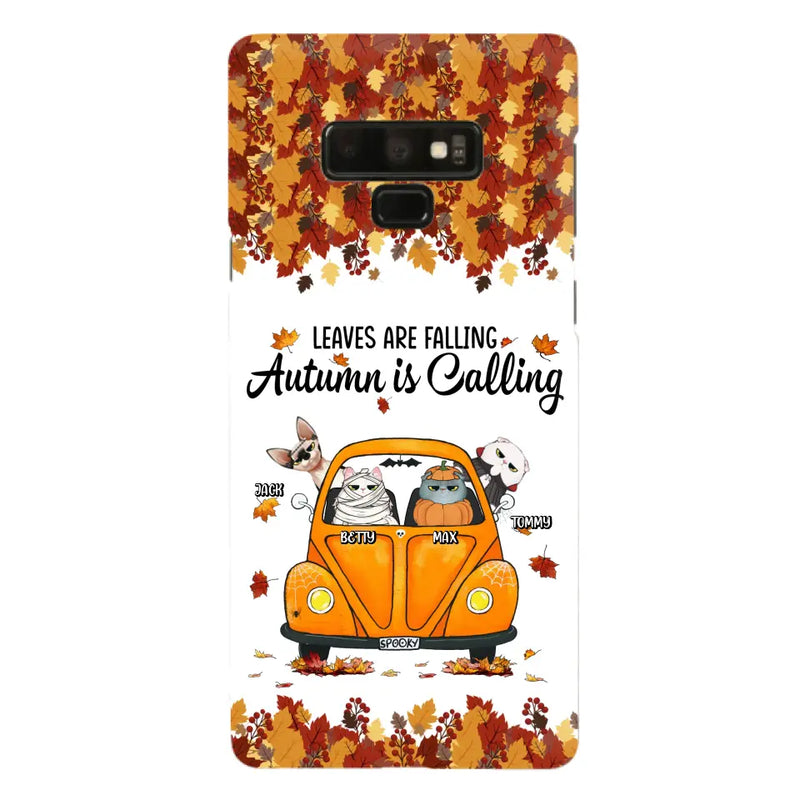 Personalized Pet Phone Case - Gift Idea For Cat/Dog Lovers - Up to 4 Pets - Case For iPhone/Samsung - Leaves Are Falling Autumn Is Calling