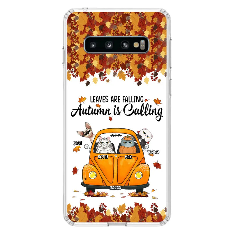 Personalized Pet Phone Case - Gift Idea For Cat/Dog Lovers - Up to 4 Pets - Case For iPhone/Samsung - Leaves Are Falling Autumn Is Calling
