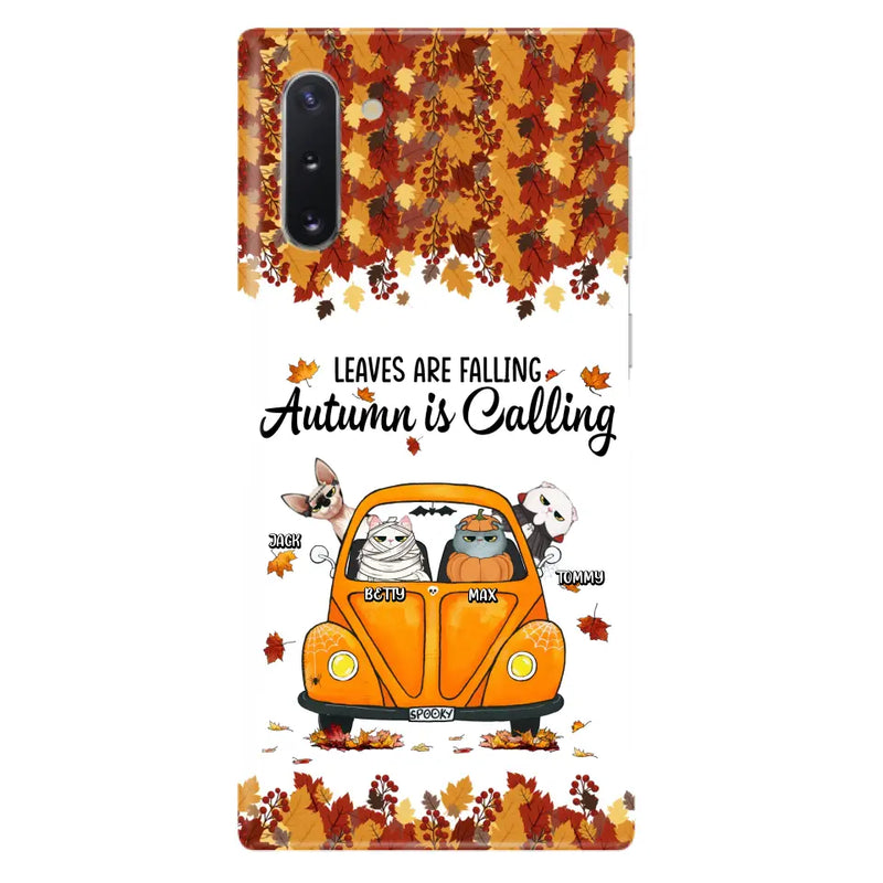 Personalized Pet Phone Case - Gift Idea For Cat/Dog Lovers - Up to 4 Pets - Case For iPhone/Samsung - Leaves Are Falling Autumn Is Calling