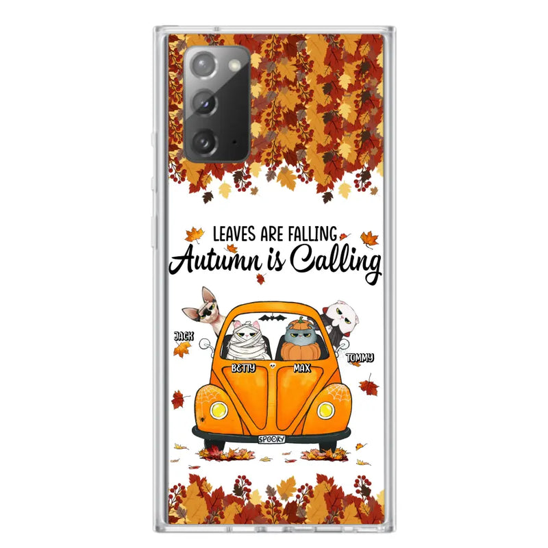 Personalized Pet Phone Case - Gift Idea For Cat/Dog Lovers - Up to 4 Pets - Case For iPhone/Samsung - Leaves Are Falling Autumn Is Calling