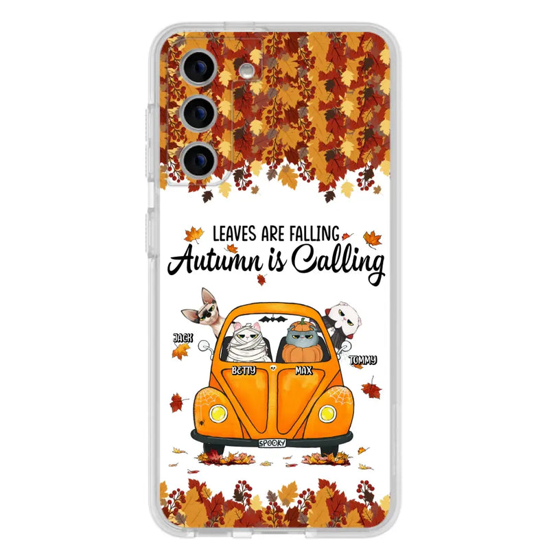 Personalized Pet Phone Case - Gift Idea For Cat/Dog Lovers - Up to 4 Pets - Case For iPhone/Samsung - Leaves Are Falling Autumn Is Calling