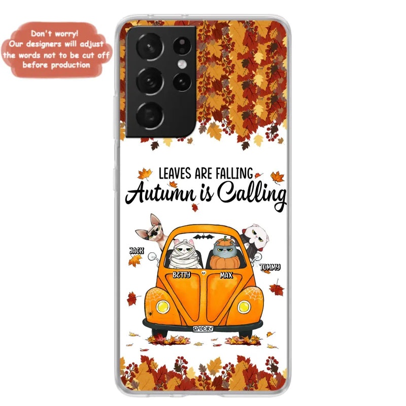 Personalized Pet Phone Case - Gift Idea For Cat/Dog Lovers - Up to 4 Pets - Case For iPhone/Samsung - Leaves Are Falling Autumn Is Calling