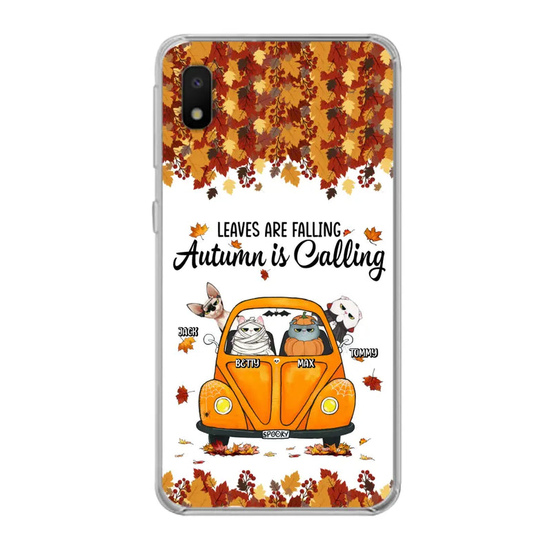 Personalized Pet Phone Case - Gift Idea For Cat/Dog Lovers - Up to 4 Pets - Case For iPhone/Samsung - Leaves Are Falling Autumn Is Calling
