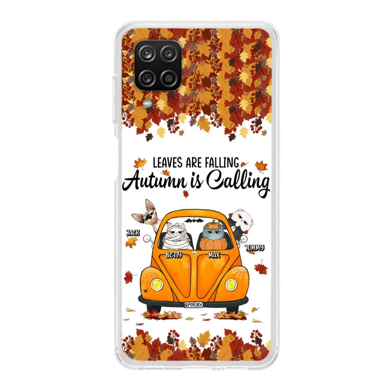 Personalized Pet Phone Case - Gift Idea For Cat/Dog Lovers - Up to 4 Pets - Case For iPhone/Samsung - Leaves Are Falling Autumn Is Calling