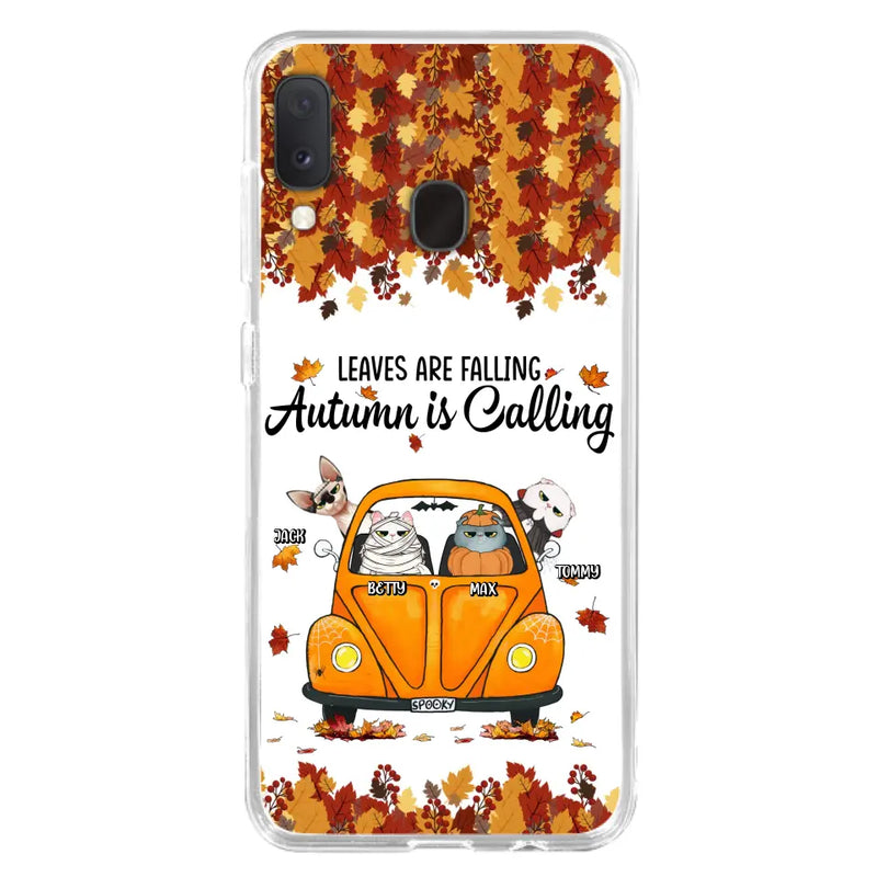 Personalized Pet Phone Case - Gift Idea For Cat/Dog Lovers - Up to 4 Pets - Case For iPhone/Samsung - Leaves Are Falling Autumn Is Calling