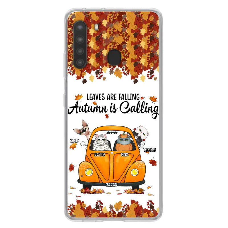 Personalized Pet Phone Case - Gift Idea For Cat/Dog Lovers - Up to 4 Pets - Case For iPhone/Samsung - Leaves Are Falling Autumn Is Calling