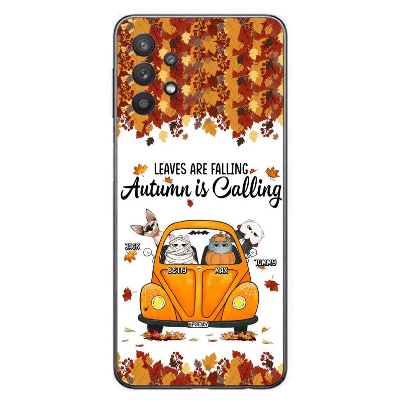 Personalized Pet Phone Case - Gift Idea For Cat/Dog Lovers - Up to 4 Pets - Case For iPhone/Samsung - Leaves Are Falling Autumn Is Calling