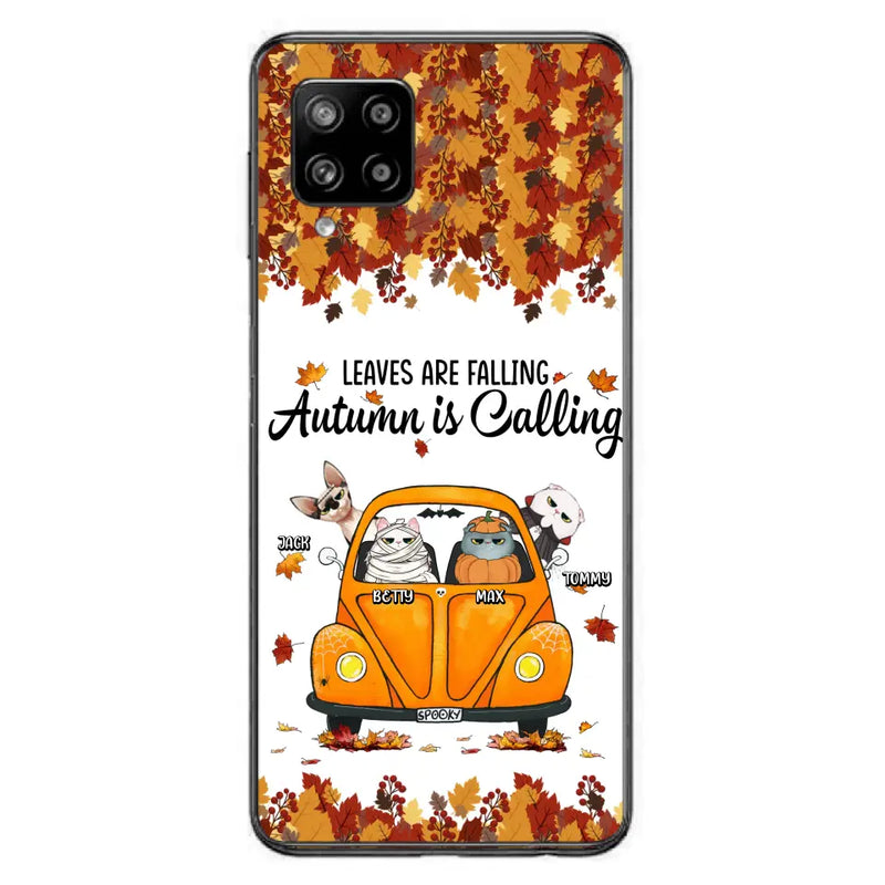Personalized Pet Phone Case - Gift Idea For Cat/Dog Lovers - Up to 4 Pets - Case For iPhone/Samsung - Leaves Are Falling Autumn Is Calling