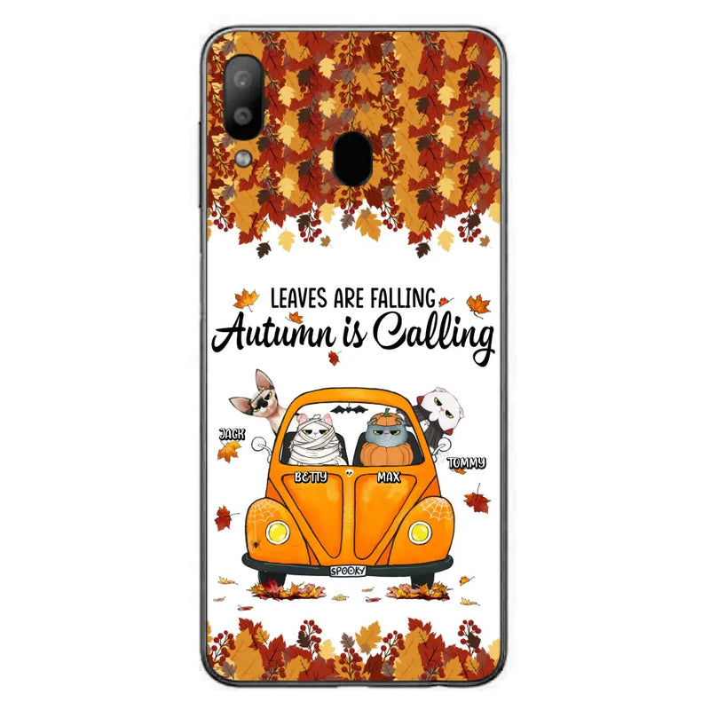 Personalized Pet Phone Case - Gift Idea For Cat/Dog Lovers - Up to 4 Pets - Case For iPhone/Samsung - Leaves Are Falling Autumn Is Calling
