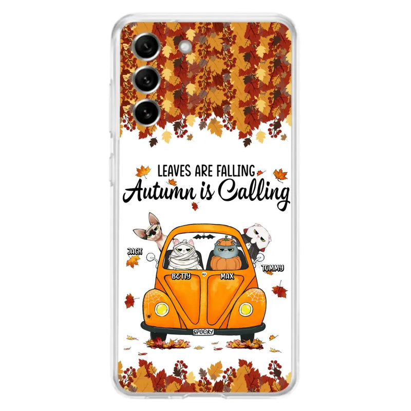 Personalized Pet Phone Case - Gift Idea For Cat/Dog Lovers - Up to 4 Pets - Case For iPhone/Samsung - Leaves Are Falling Autumn Is Calling