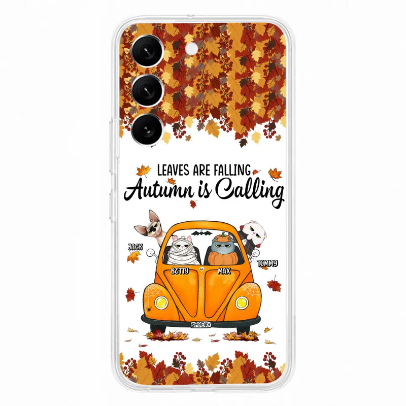 Personalized Pet Phone Case - Gift Idea For Cat/Dog Lovers - Up to 4 Pets - Case For iPhone/Samsung - Leaves Are Falling Autumn Is Calling